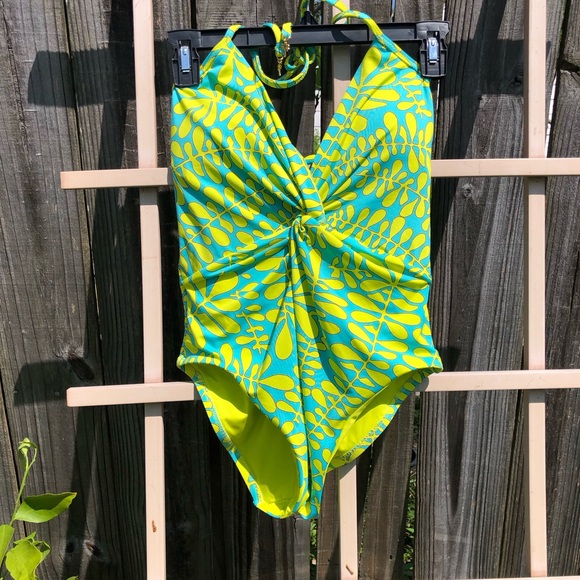 Trina Turk TRELLIS Green One Piece Swimsuit NWT Sz 4 - Picture 3 of 7